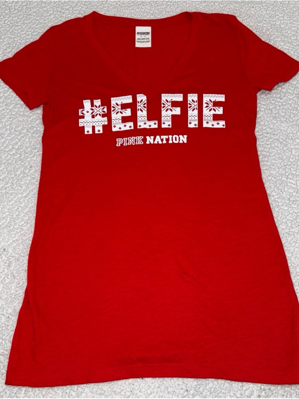 PINK Graphic Short Sleeve Tee Red Size Small